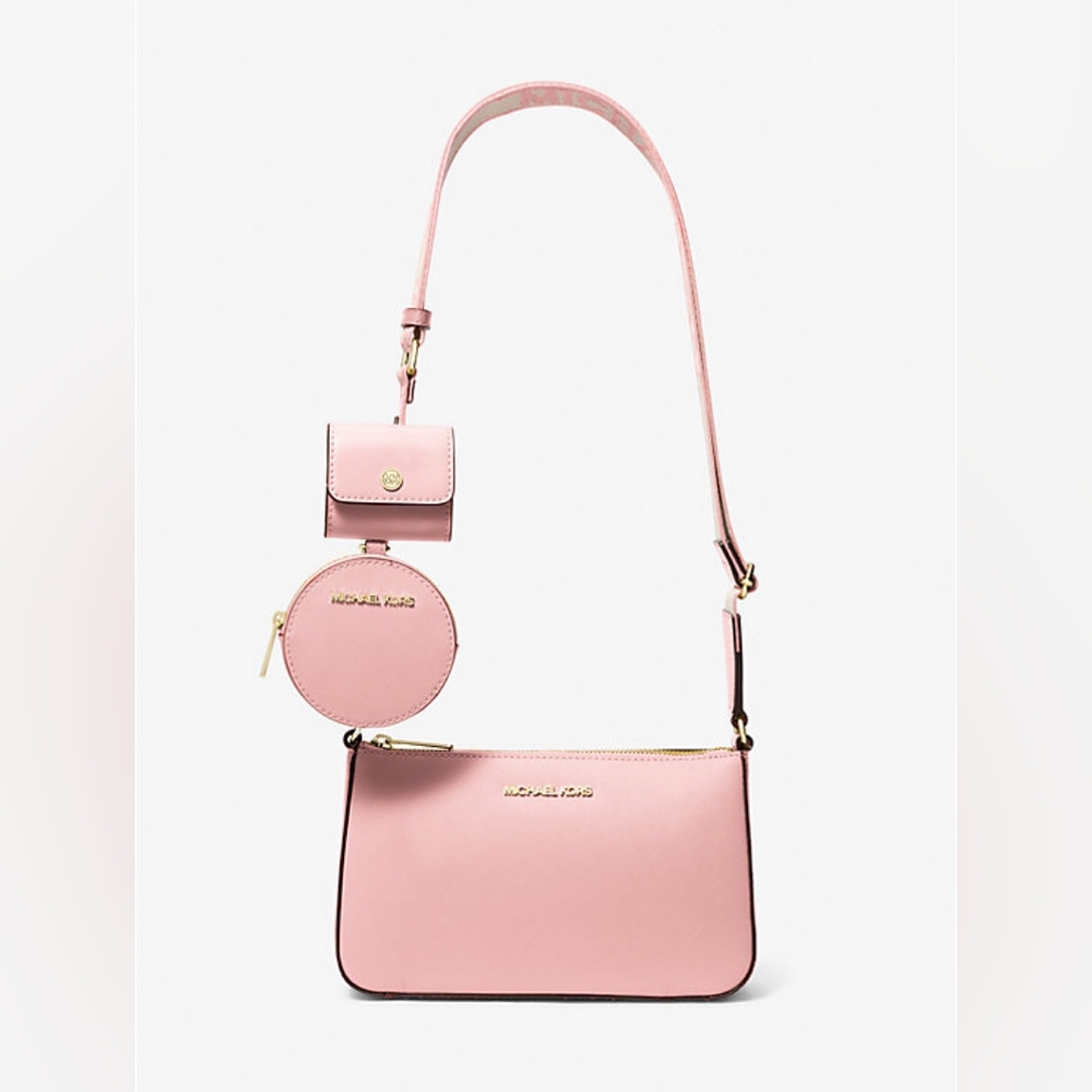 Michael kors Jet Set Saffiano Leather Crossbody Bag with Case for Apple Airpods